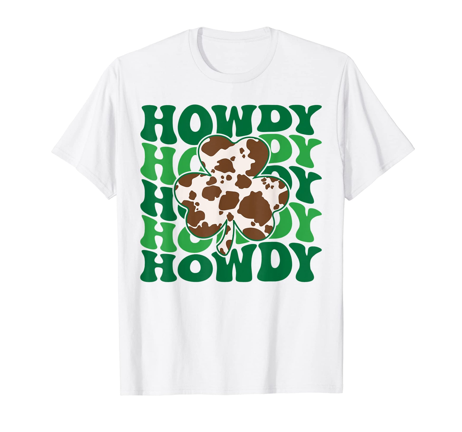 Howdy Shamrock Cow Pattern St Patricks T-Shirt - Minimalist Print Unisex - T-Shirt, Sweatshirt, Hoodie