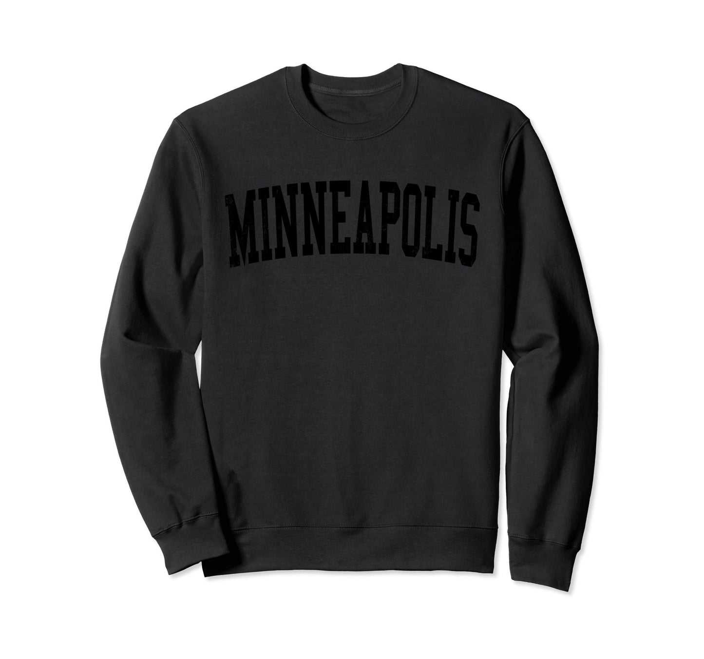 Minneapolis Mn Distressed Black Sweatshirt - Fun Novelty Design for Adults - T-Shirt, Sweatshirt, Hoodie