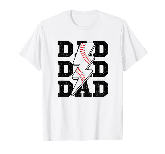 Baseball Dad Distressed Lightning T-Shirt - Streetwear Style Men Women - T-Shirt, Sweatshirt, Hoodie