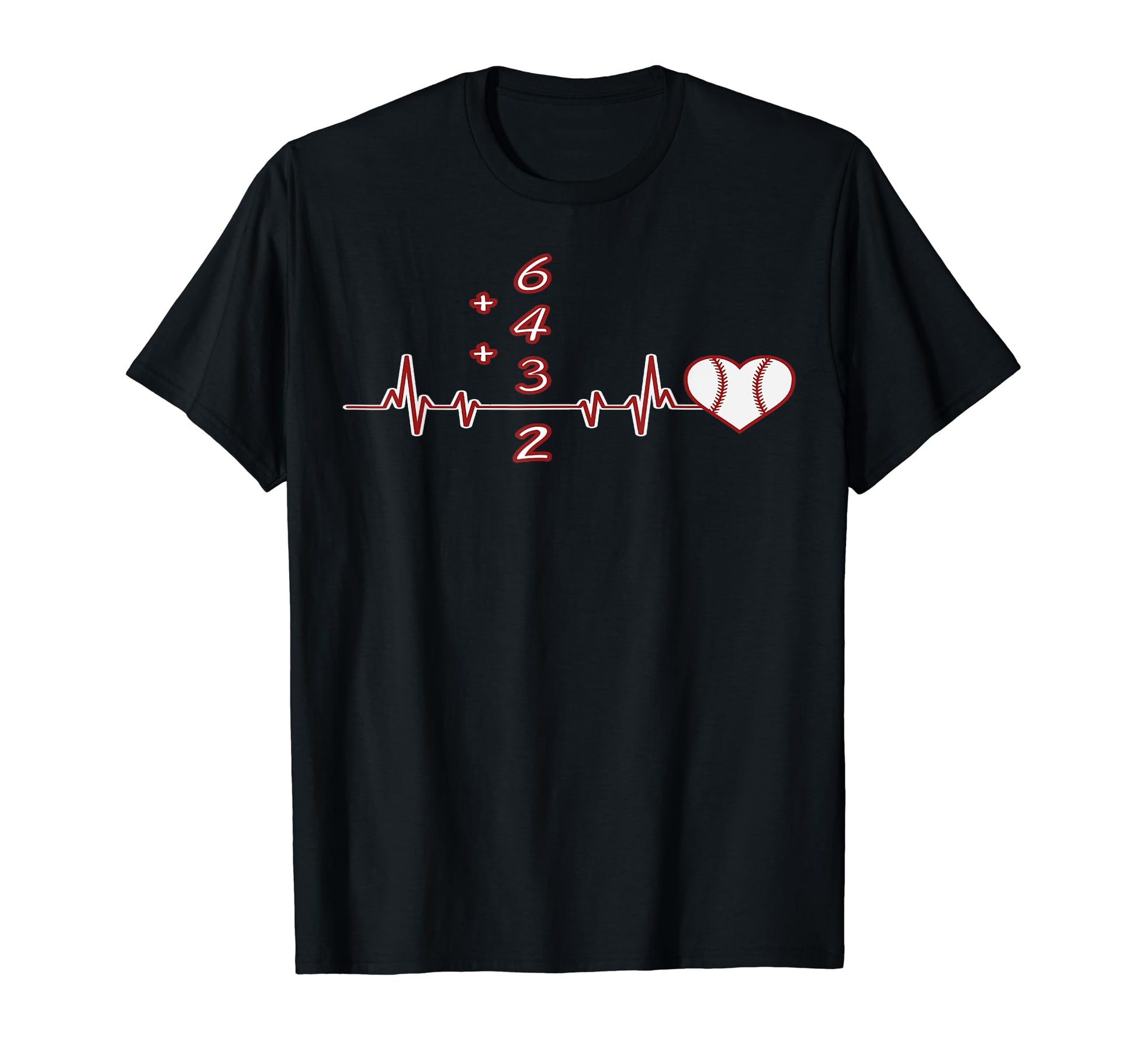 6432 Baseball Math Baseball Heartbeat T-Shirt - Graphic Print for Adults - T-Shirt, Sweatshirt, Hoodie