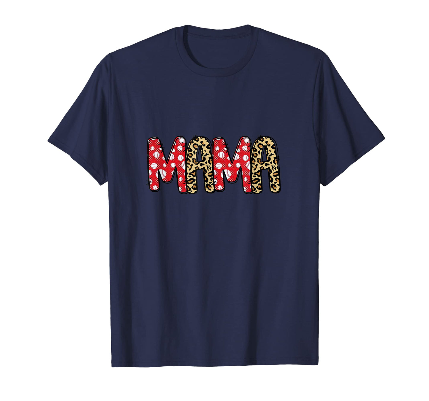 Baseball Mama Big Letters Leopard T-Shirt - Fun Novelty Design for Adults - T-Shirt, Sweatshirt, Hoodie