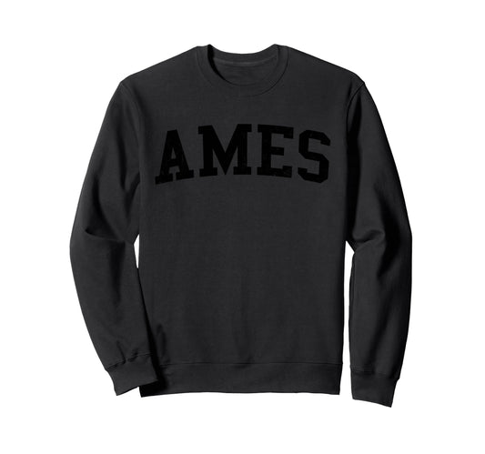 Ames Ia Distressed Black Varsity Sweatshirt - Casual Everyday Wear Unisex - T-Shirt, Sweatshirt, Hoodie