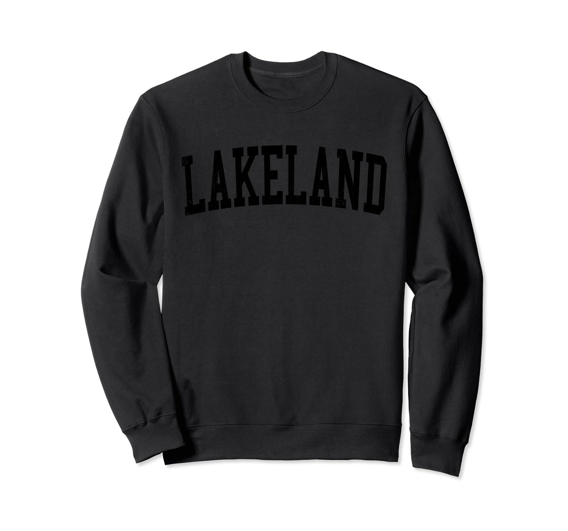 Lakeland Fl Distressed Black Varsity Sweatshirt - Trendy Graphic Men Women - T-Shirt, Sweatshirt, Hoodie