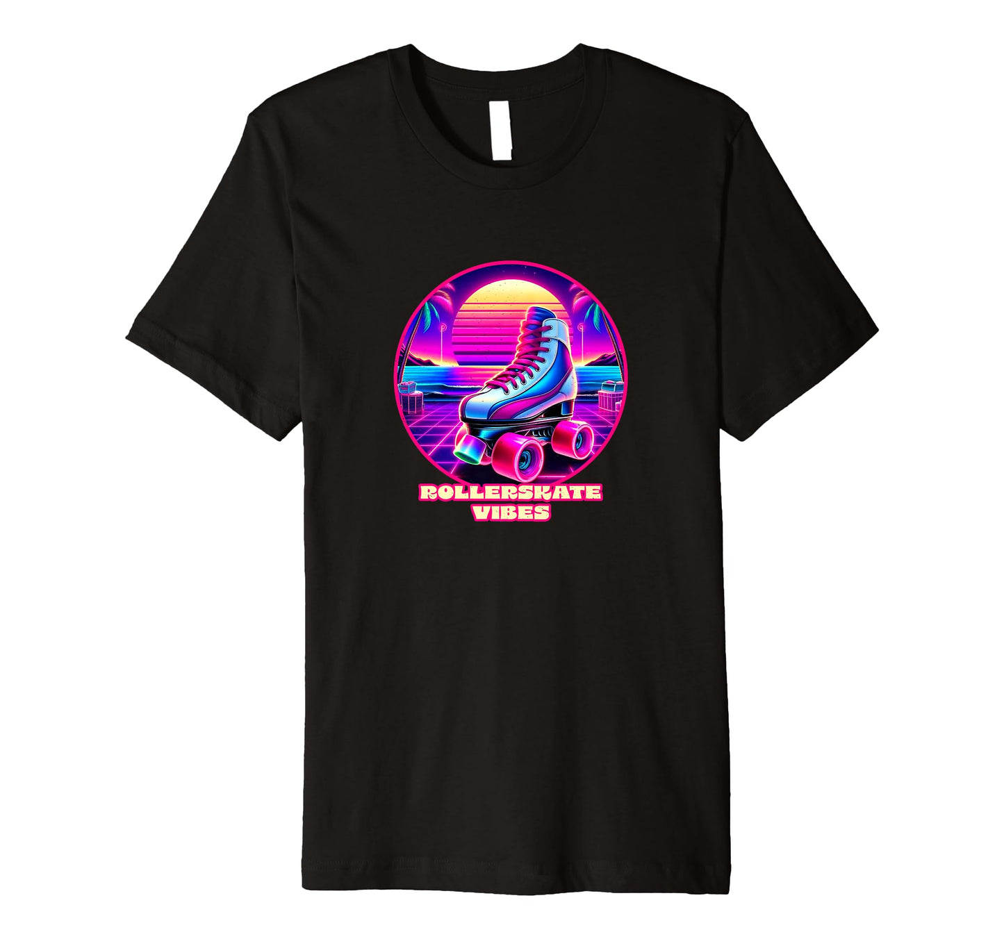 Rollerskate Vibes 1980S Synthwave T-Shirt - Aesthetic Graphic for Adults - T-Shirt, Sweatshirt, Hoodie