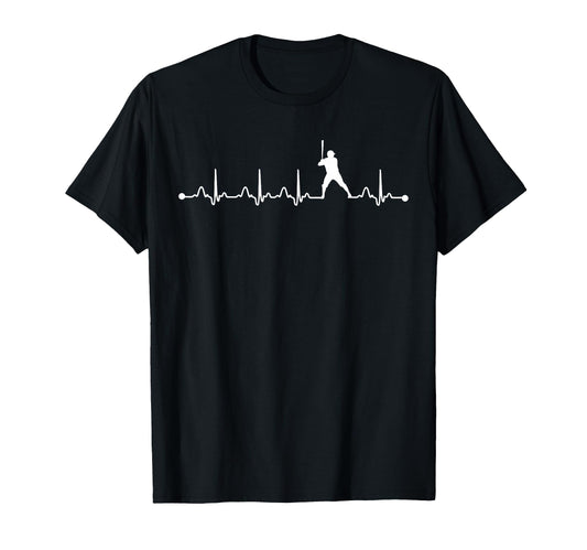 Baseball Heartbeat Ecg Baseball Player T-Shirt - Trendy Graphic for Adults - T-Shirt, Sweatshirt, Hoodie