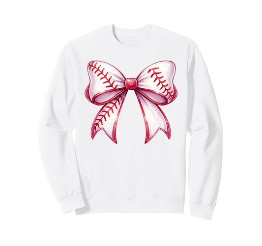 Baseball Bow Baseball Mom Mama Sweatshirt - Graphic Print for Adults - T-Shirt, Sweatshirt, Hoodie