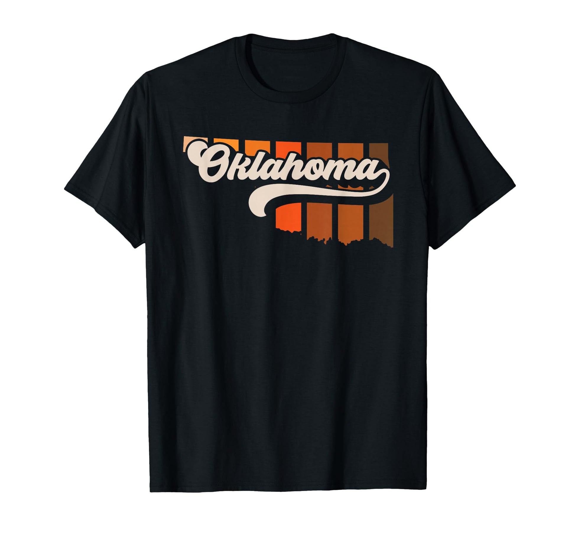 Oklahoma 70S Stripe State Silhouette T-Shirt - Aesthetic Graphic for Adults - T-Shirt, Sweatshirt, Hoodie