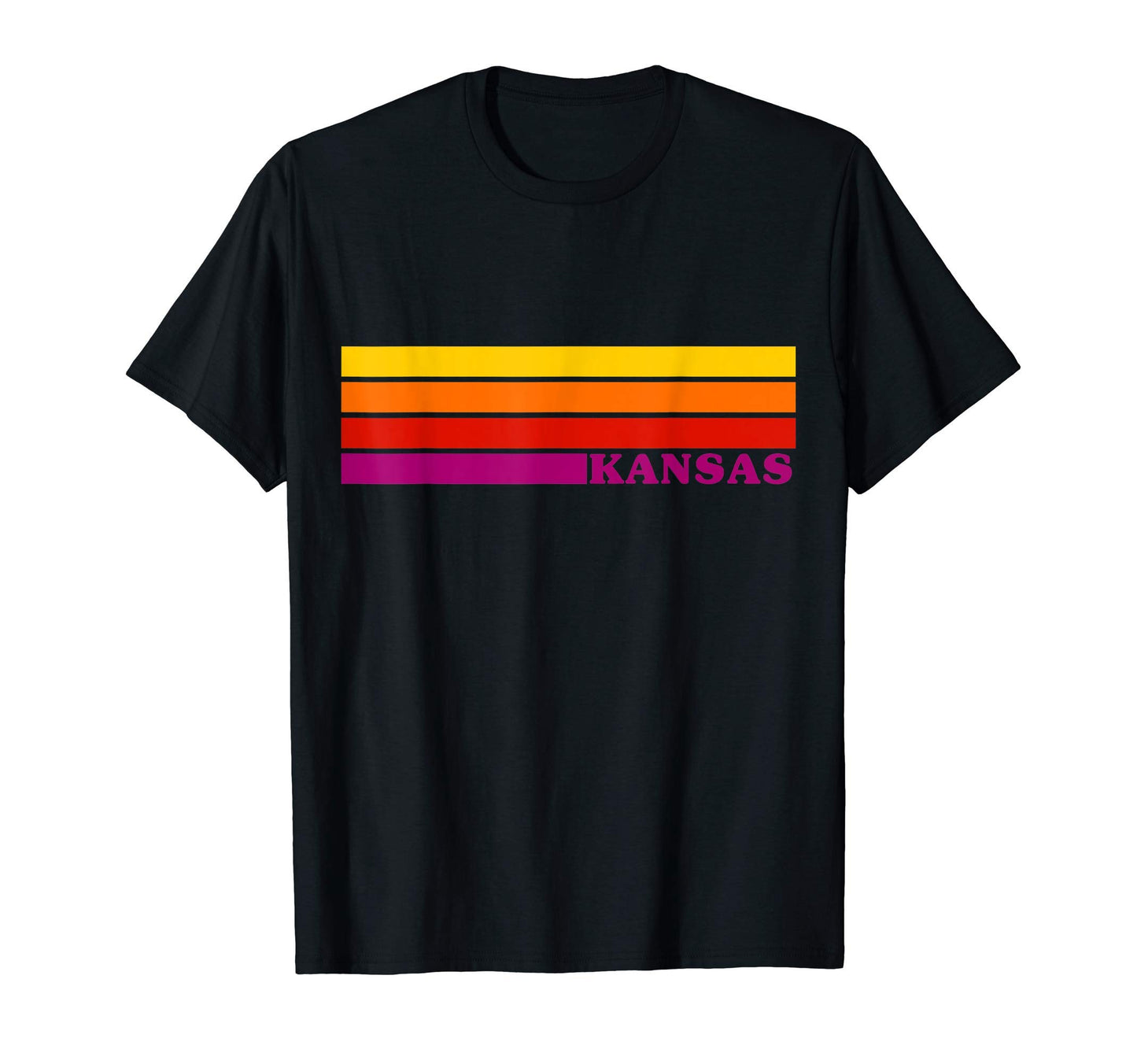 State Kansas Colorful 70S Stripes T-Shirt - Casual Everyday Wear for Adults - T-Shirt, Sweatshirt, Hoodie
