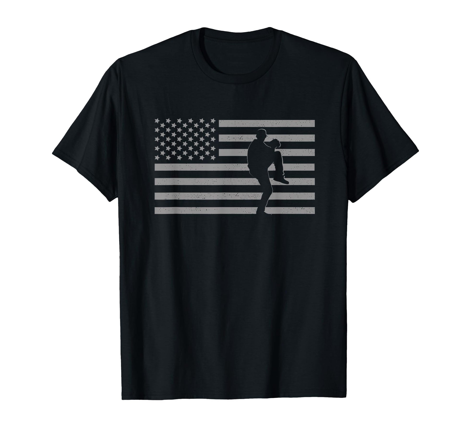 American Flag Baseball Pitcher Baseball T-Shirt - Novelty Apparel Unisex - T-Shirt, Sweatshirt, Hoodie