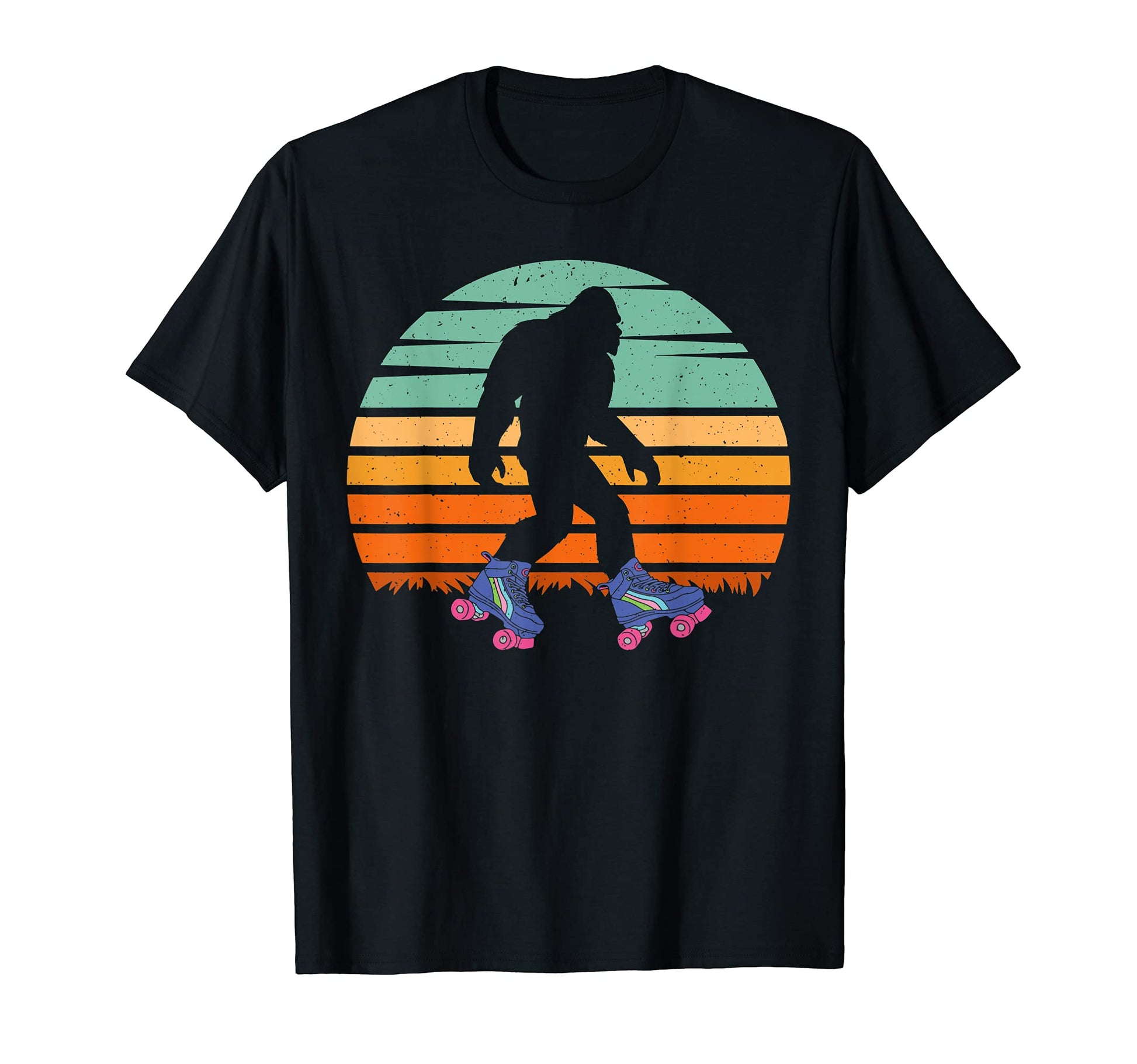 Bigfoot Roller Skating Sasquatch 80S T-Shirt - Custom Art Print Unisex - T-Shirt, Sweatshirt, Hoodie