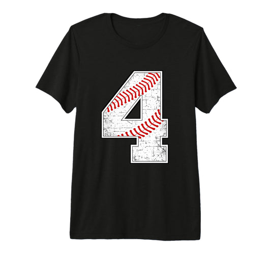 Baseball 4 Jersey Number Tri Blend T-Shirt - Graphic Print Men Women - T-Shirt, Sweatshirt, Hoodie