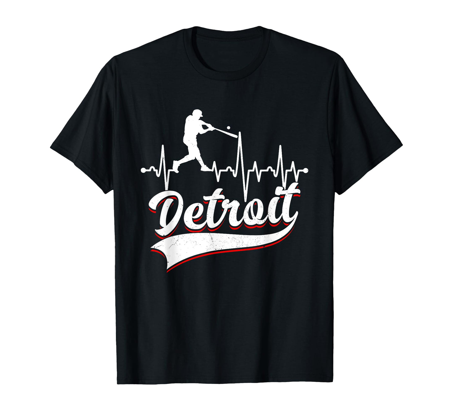 Detroit Funny Baseball Heartbeat Player T-Shirt - Aesthetic Graphic Unisex - T-Shirt, Sweatshirt, Hoodie