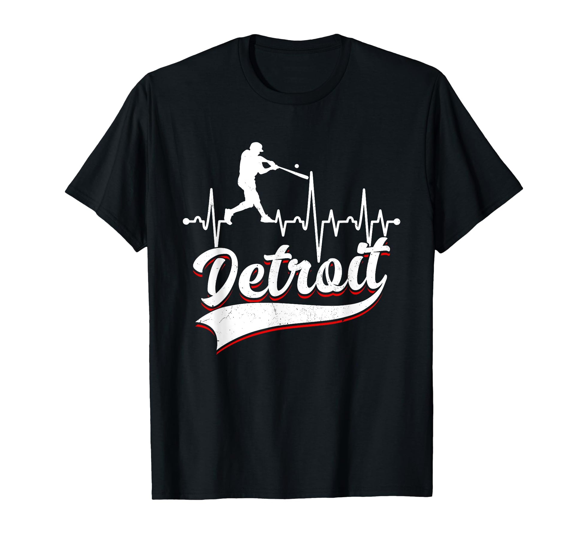 Detroit Funny Baseball Heartbeat Player T-Shirt - Aesthetic Graphic Unisex - T-Shirt, Sweatshirt, Hoodie
