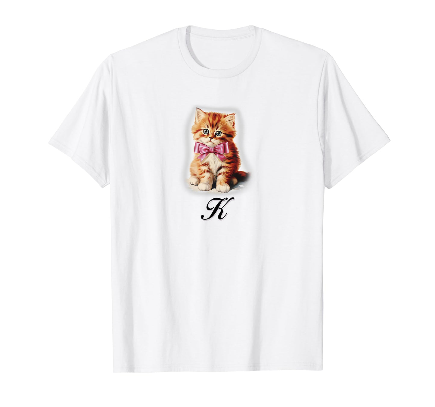 K Cat Coquette Bow Girlcore Y2K T-Shirt - Aesthetic Graphic Unisex - T-Shirt, Sweatshirt, Hoodie