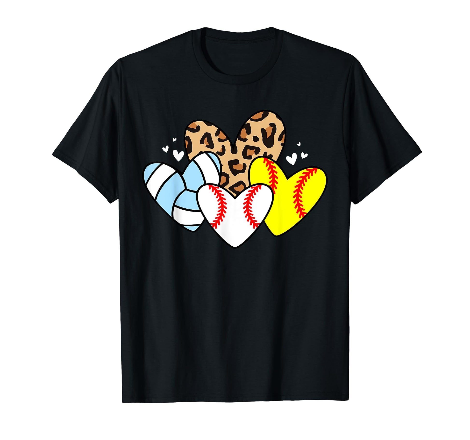Baseball Softball Volleyball Heart Funny T-Shirt - Graphic Print Men Women - T-Shirt, Sweatshirt, Hoodie