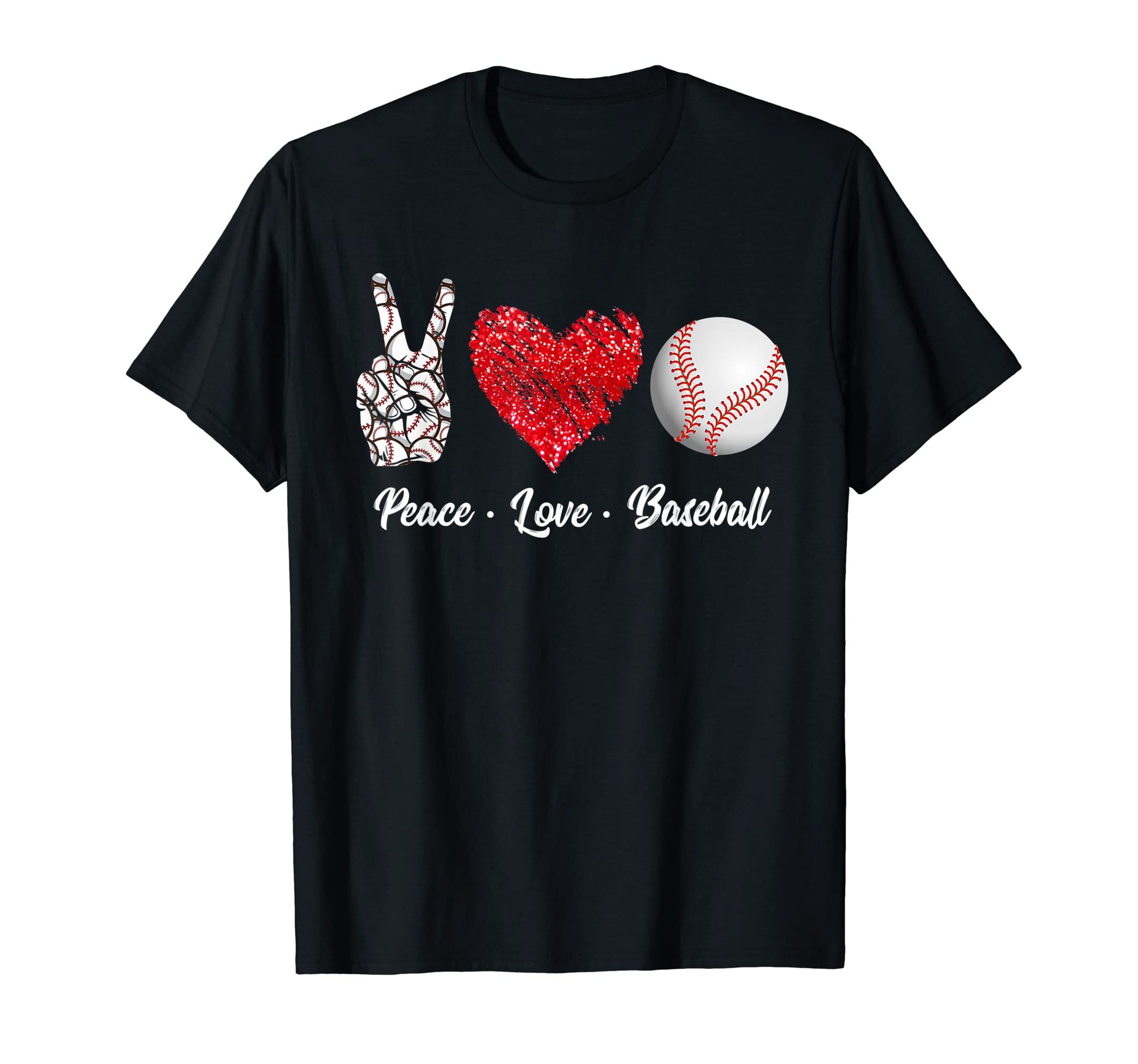 Peace Love Baseball Ball Player Peace T-Shirt - Aesthetic Graphic Unisex - T-Shirt, Sweatshirt, Hoodie
