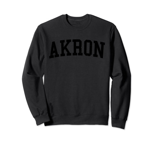 Akron Oh Distressed Black Varsity Sweatshirt - Novelty Apparel for Adults - T-Shirt, Sweatshirt, Hoodie