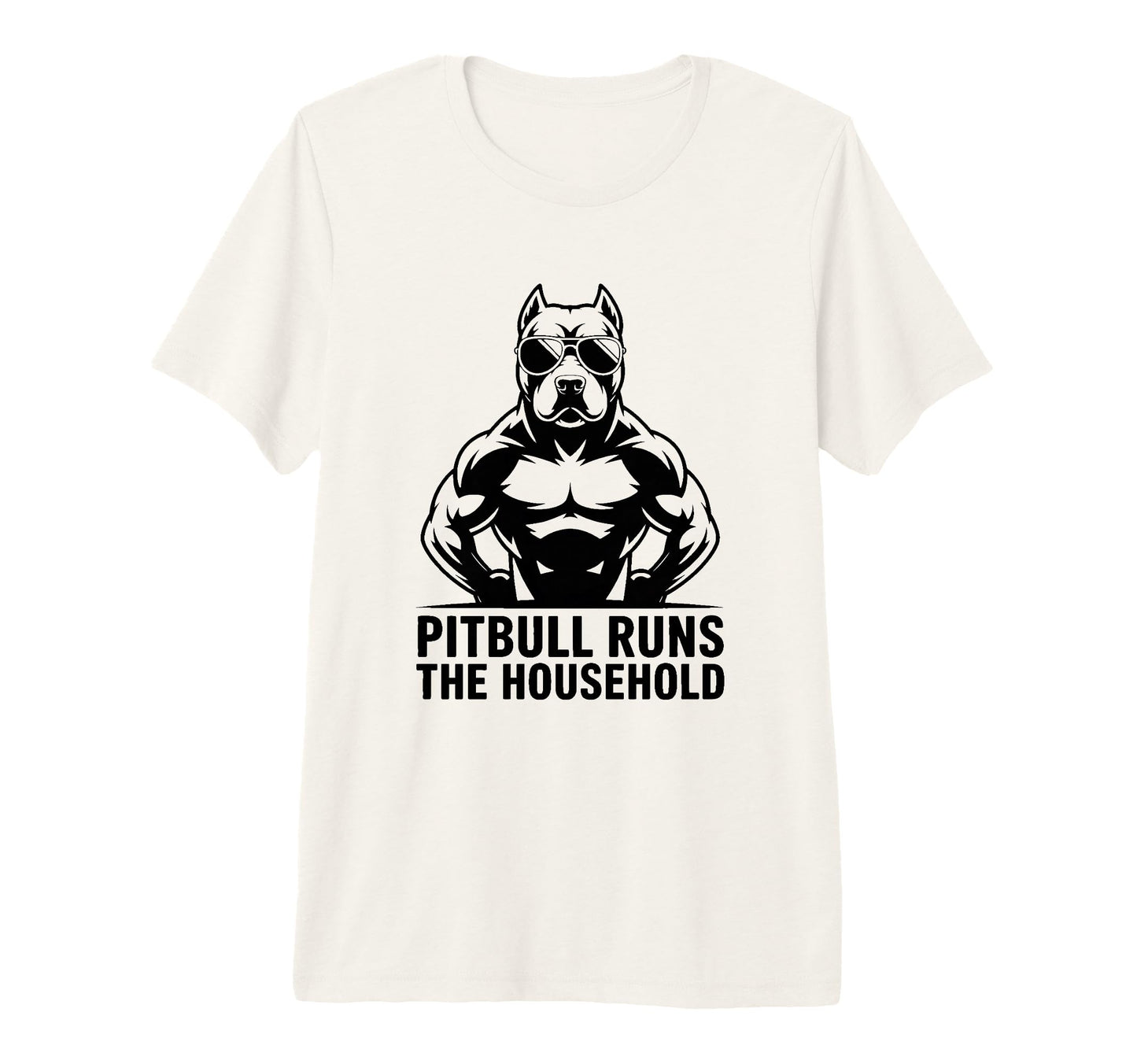 Muscular Pitbull Runs Household Tri T-Shirt - Graphic Print for Adults - T-Shirt, Sweatshirt, Hoodie