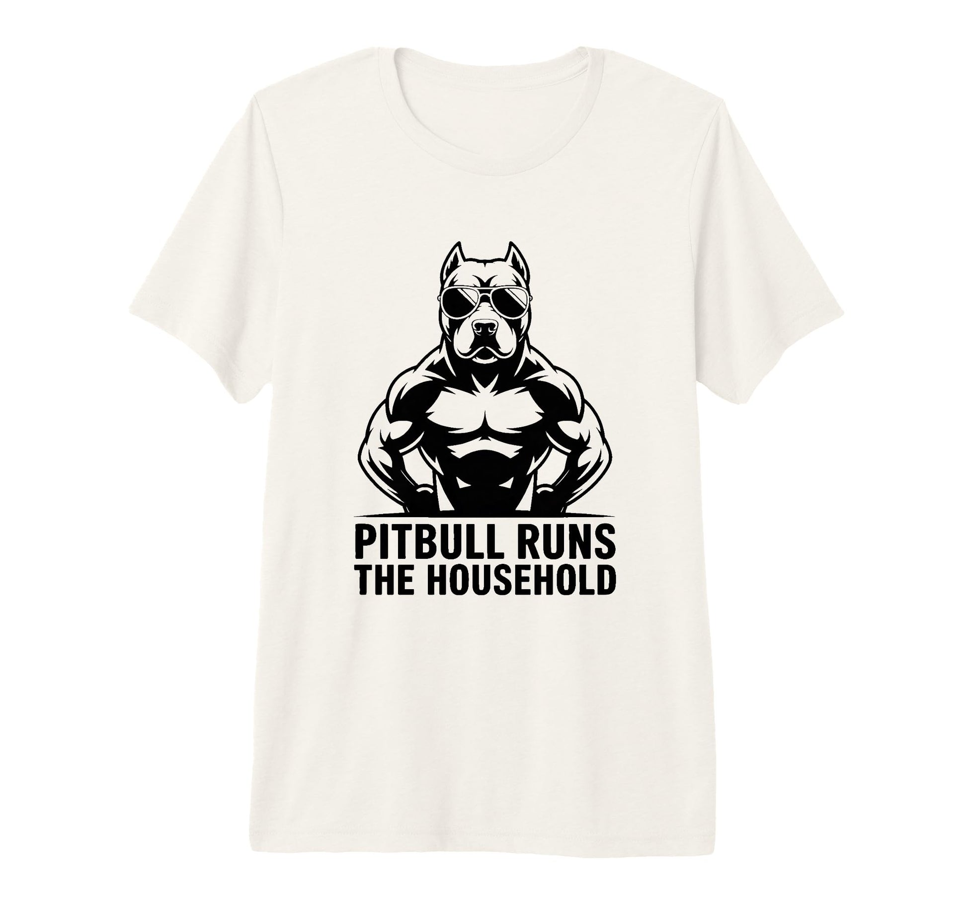 Muscular Pitbull Runs Household Tri T-Shirt - Graphic Print for Adults - T-Shirt, Sweatshirt, Hoodie