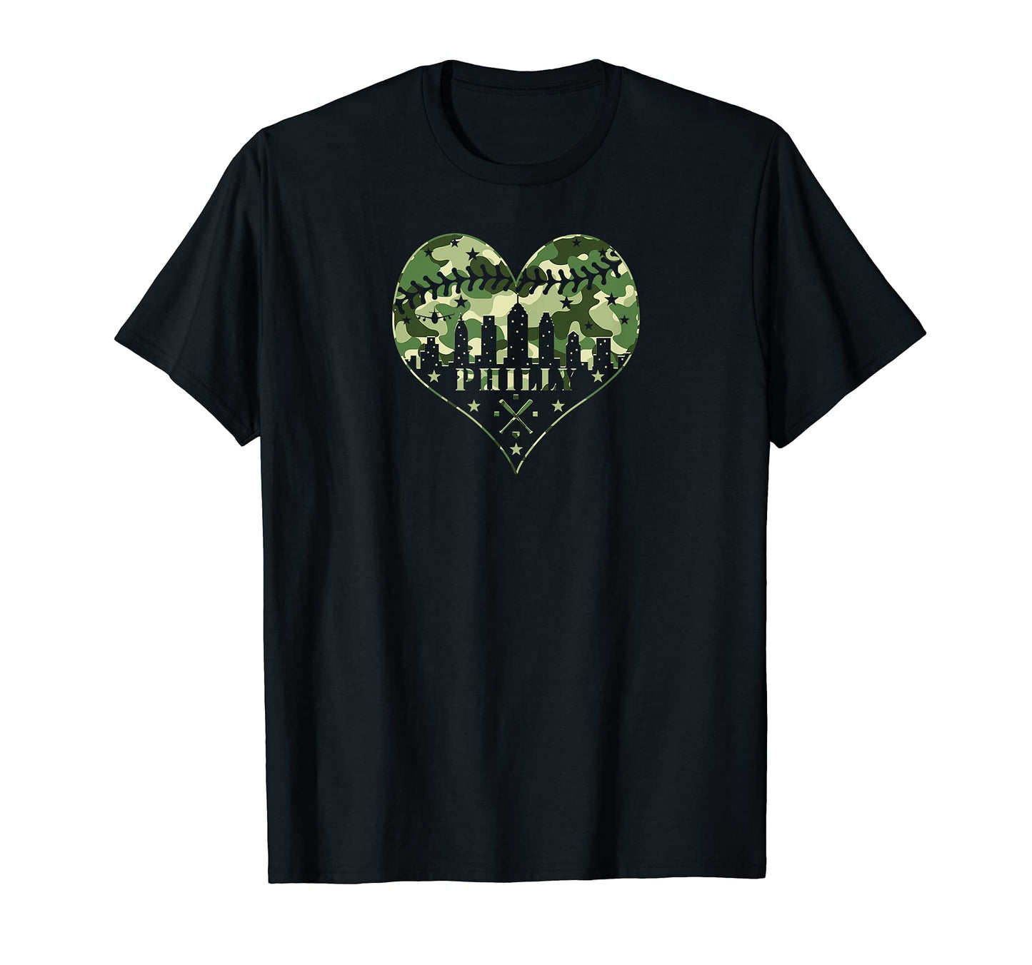 Love Philly Camo Baseball Heart City T-Shirt - Casual Everyday Wear Unisex - T-Shirt, Sweatshirt, Hoodie