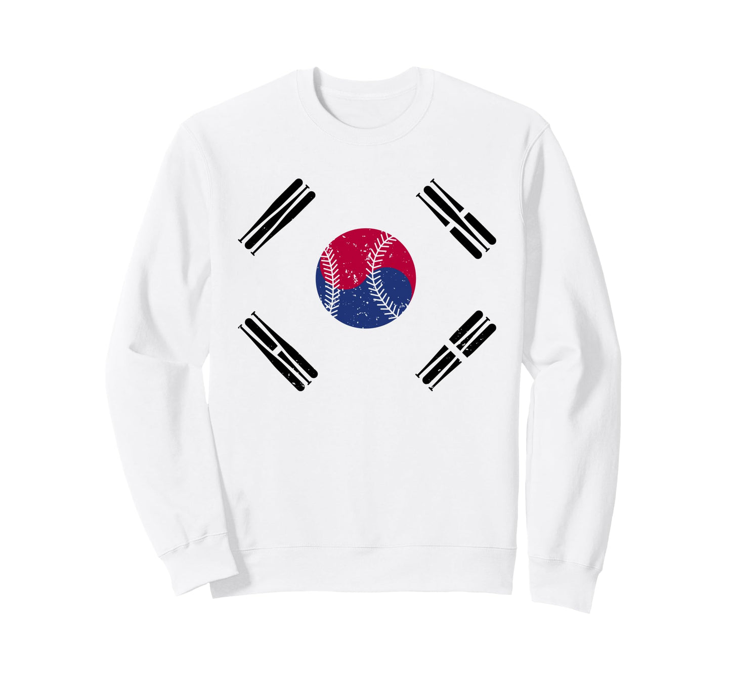 South Korea Baseball Distressed Flag Sweatshirt - Streetwear Style Unisex - T-Shirt, Sweatshirt, Hoodie