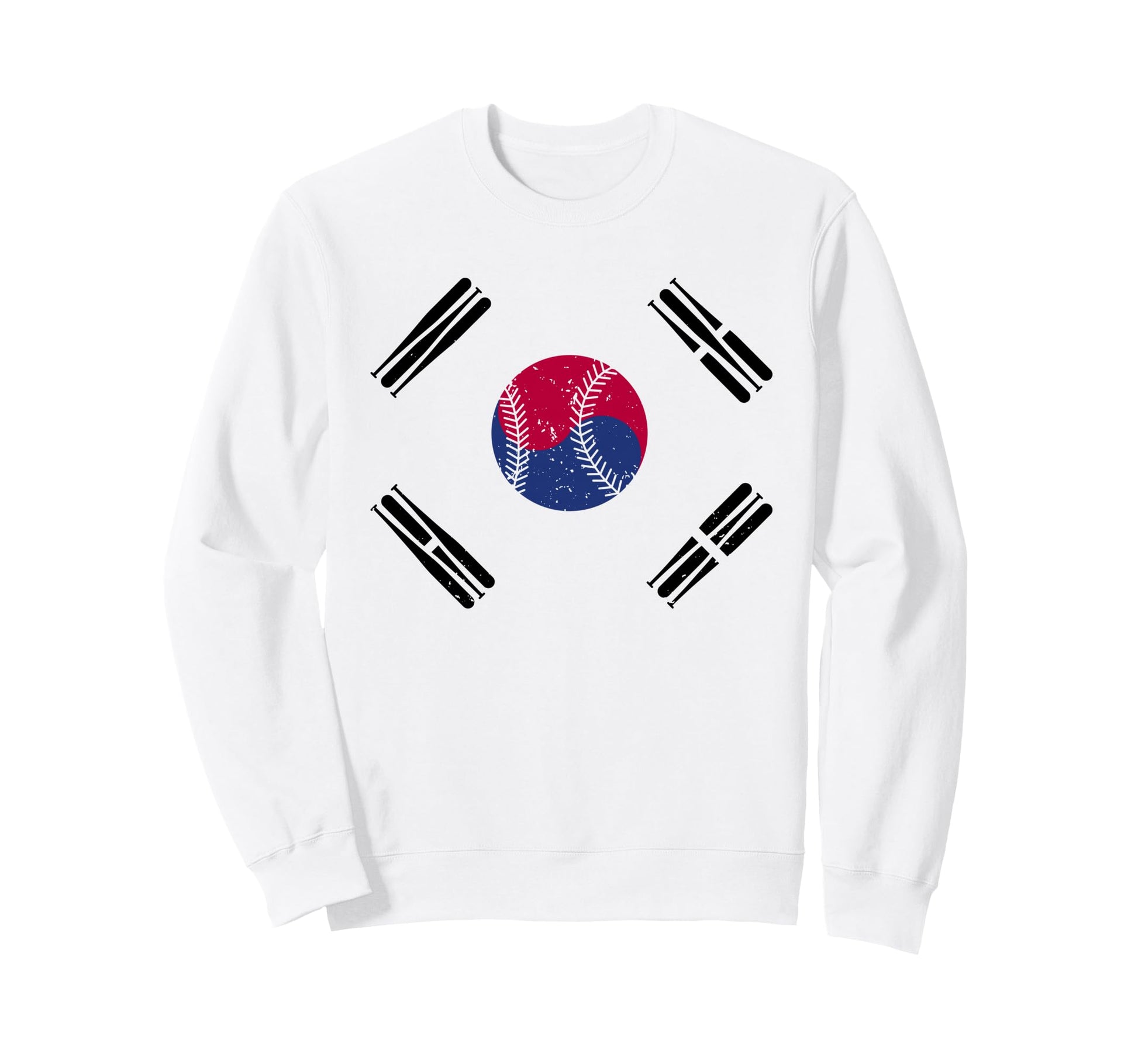 South Korea Baseball Distressed Flag Sweatshirt - Streetwear Style Unisex - T-Shirt, Sweatshirt, Hoodie