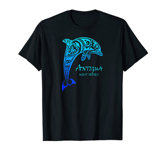 Antigua West Indies Tribal Dolphin T-Shirt - Unique Graphic Men Women - T-Shirt, Sweatshirt, Hoodie