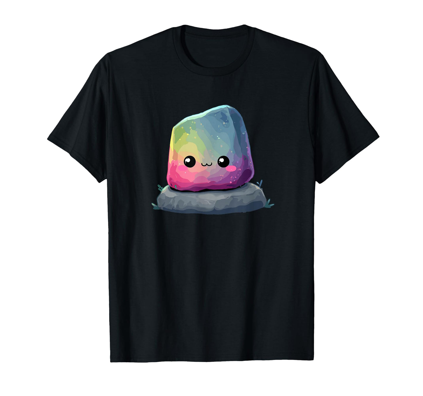 Kawaii Rainbow Rock Face Pastel Aesthetic T-Shirt - Unique Graphic Unisex - T-Shirt, Sweatshirt, Hoodie
