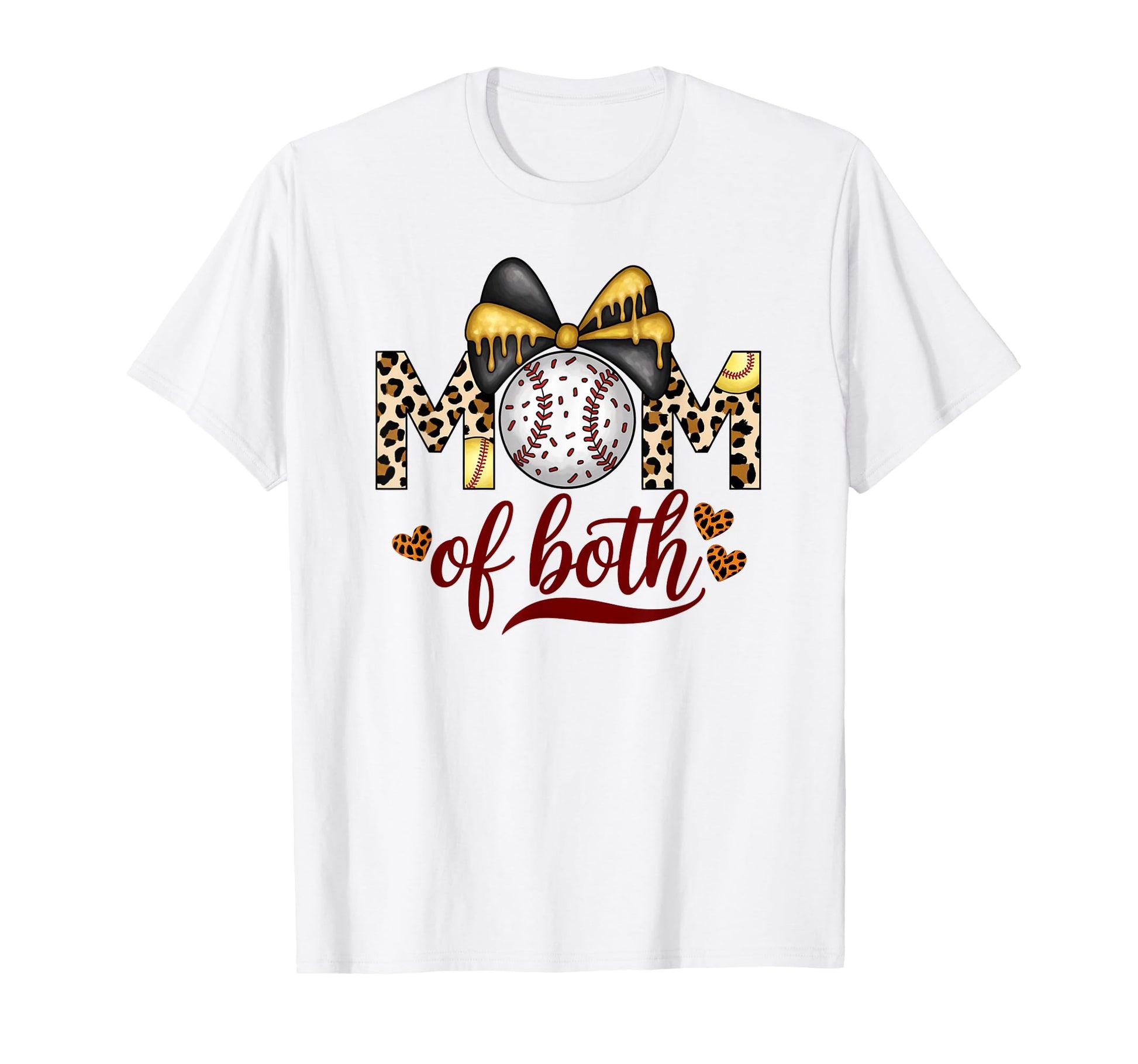 Mom Both Leopard Game Day Baseball T-Shirt - Fun Novelty Design for Adults - T-Shirt, Sweatshirt, Hoodie
