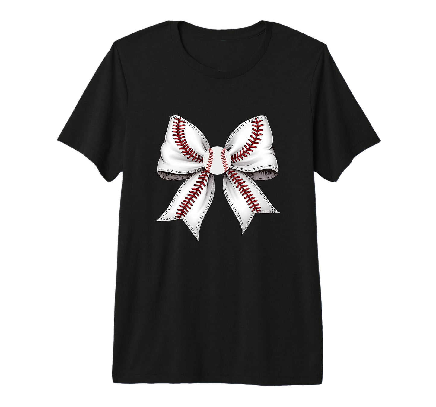 Unique Baseball Stitch Pattern Bow Tri Blend T-Shirt - Graphic Print Unisex - T-Shirt, Sweatshirt, Hoodie