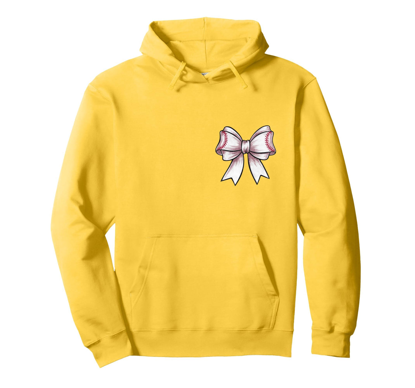 Baseball Coquette Bow Front And Back Hoodie - Fun Novelty Design Men Women - T-Shirt, Sweatshirt, Hoodie