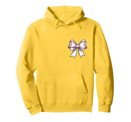 Baseball Coquette Bow Front And Back Hoodie - Fun Novelty Design Men Women - T-Shirt, Sweatshirt, Hoodie