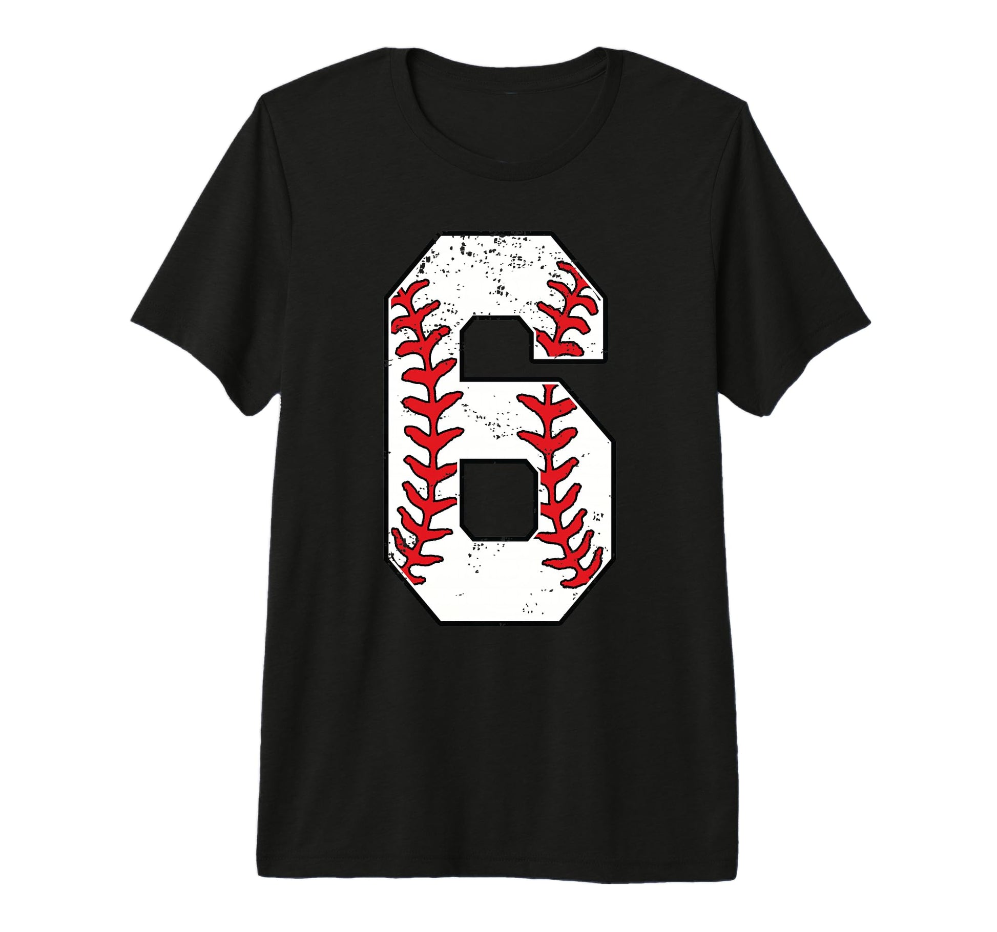 Number 6 Baseball 6 Jersey Number Baseball T-Shirt - Graphic Print Unisex - T-Shirt, Sweatshirt, Hoodie