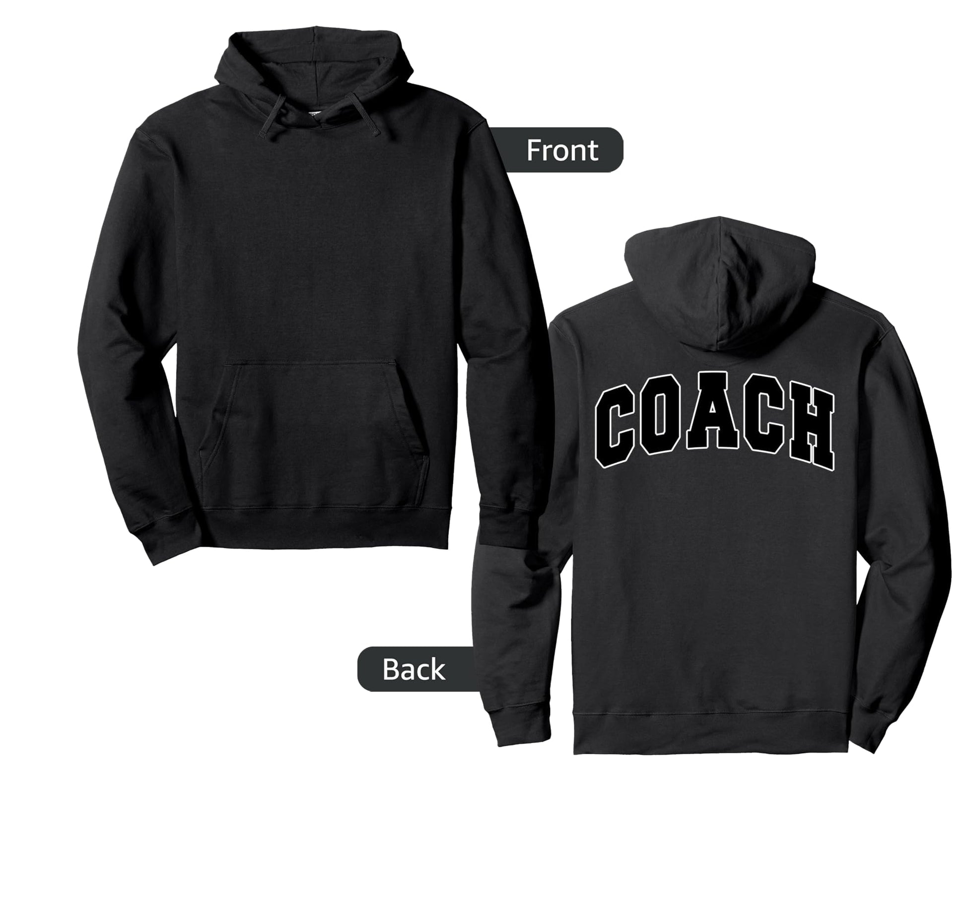 Coach Sports Trainer Varsity Team Black Hoodie - Novelty Apparel Men Women - T-Shirt, Sweatshirt, Hoodie