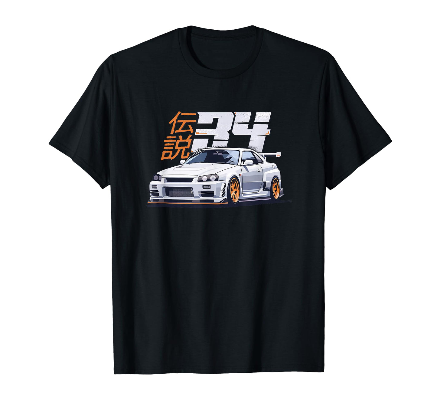 White Legendary 34 Jdm Car T-Shirt - Casual Everyday Wear Men Women - T-Shirt, Sweatshirt, Hoodie