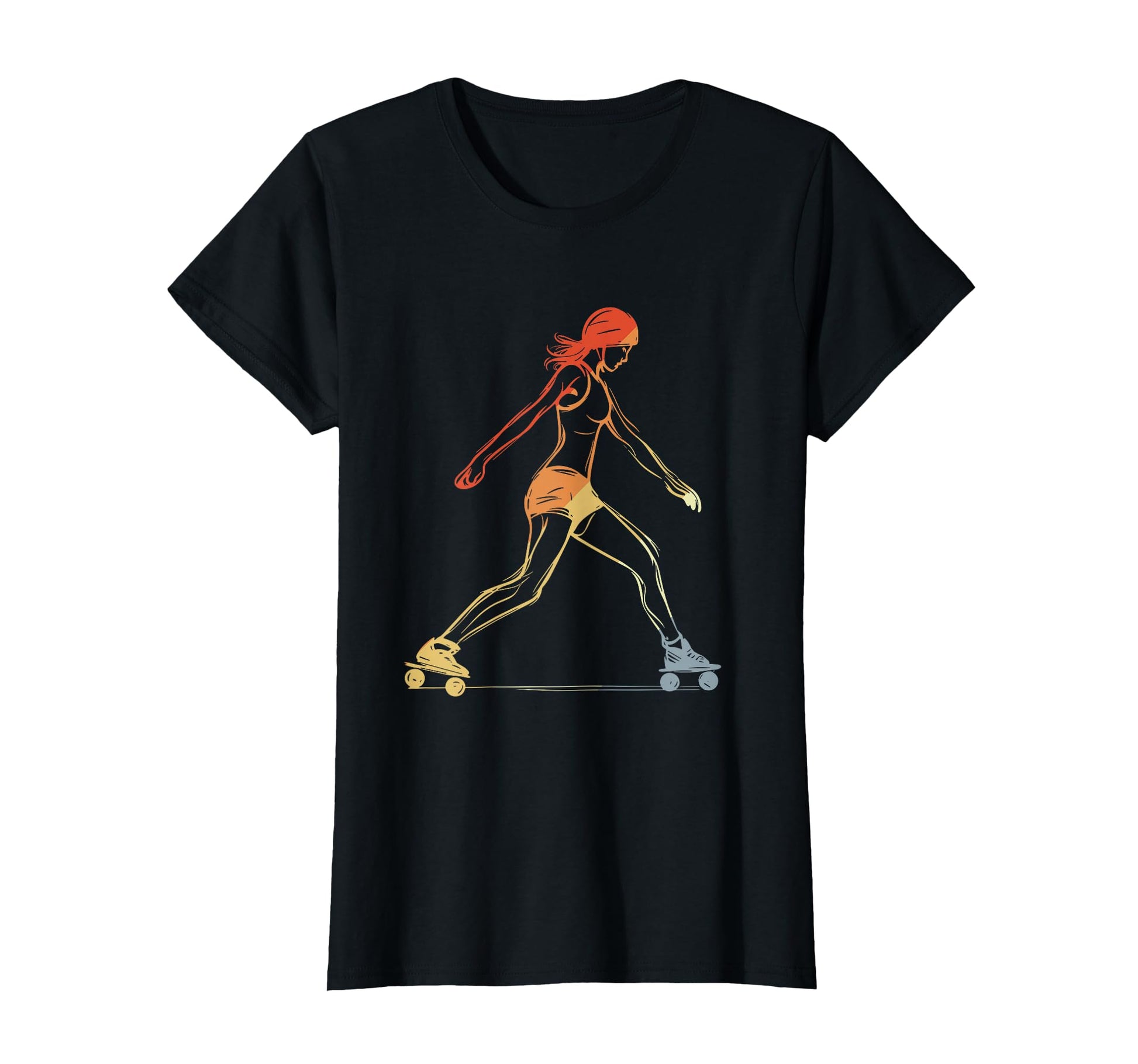 Female Roller Skater Sketch T-Shirt - Graphic Print for Adults - T-Shirt, Sweatshirt, Hoodie