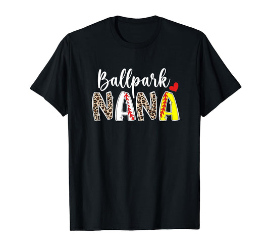Ballpark Nana Leopard Baseball Softball T-Shirt - Aesthetic Graphic Unisex - T-Shirt, Sweatshirt, Hoodie