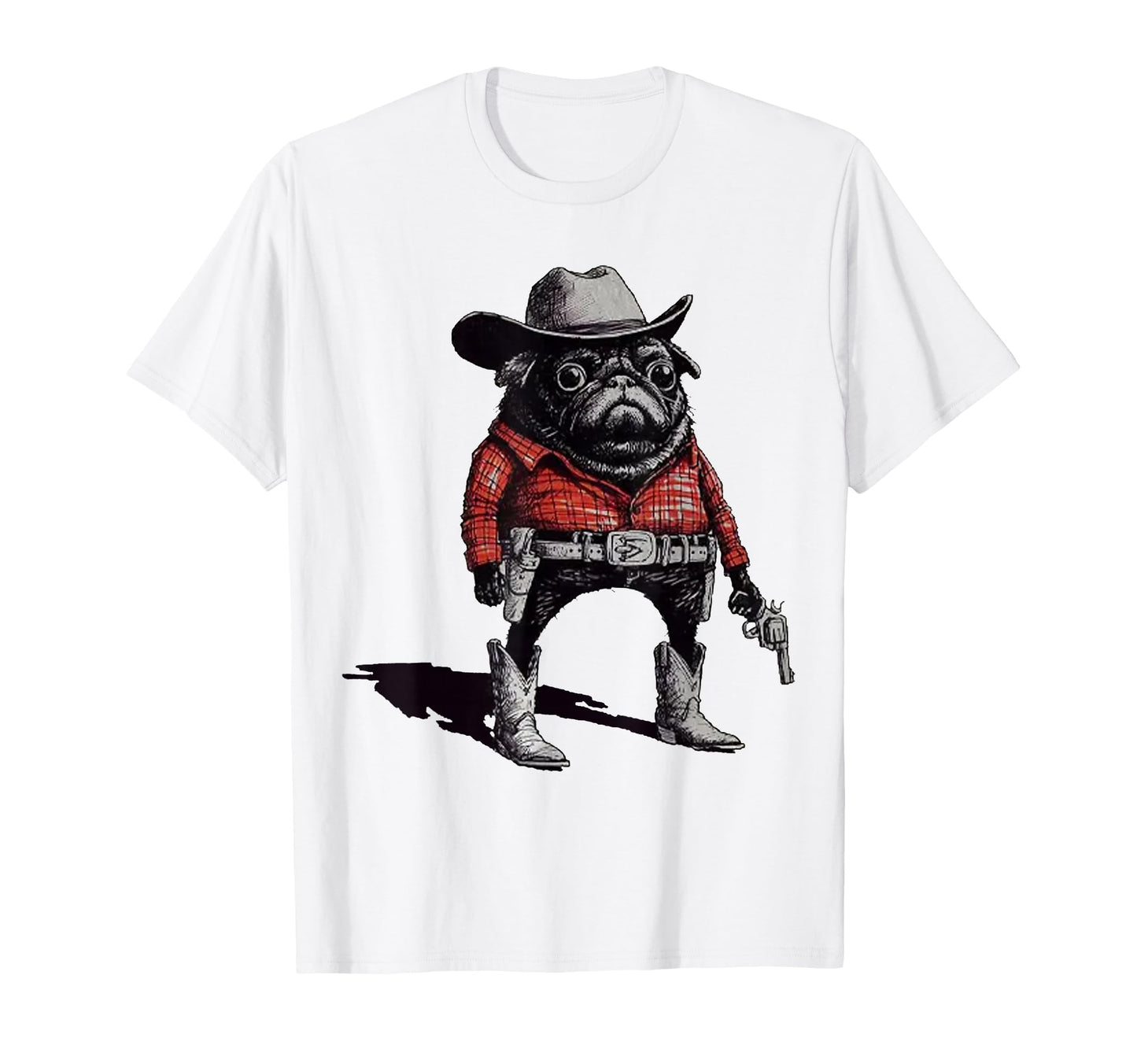 Pug Funny Western Cowboy Dog Lover T-Shirt - Novelty Apparel Men Women - T-Shirt, Sweatshirt, Hoodie