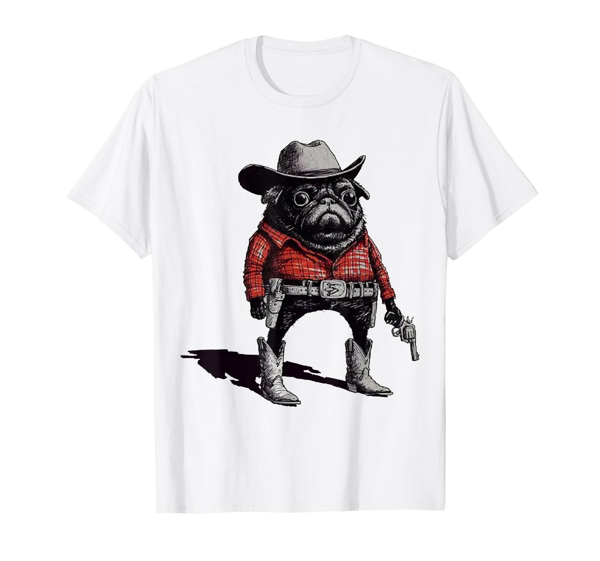 Pug Funny Western Cowboy Dog Lover T-Shirt - Novelty Apparel Men Women - T-Shirt, Sweatshirt, Hoodie