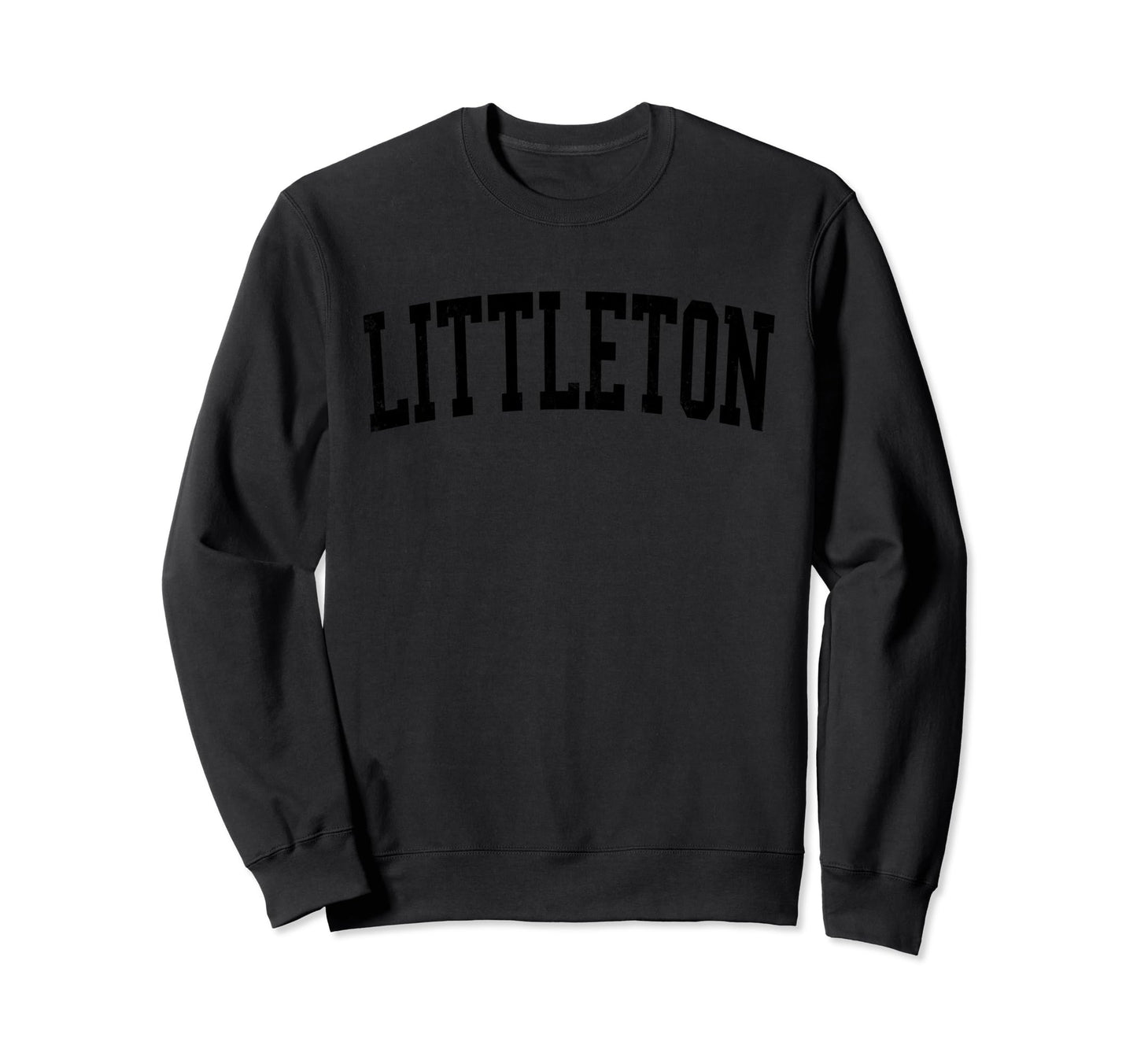 Littleton Co Distressed Black Varsity Sweatshirt - Streetwear Style Unisex - T-Shirt, Sweatshirt, Hoodie