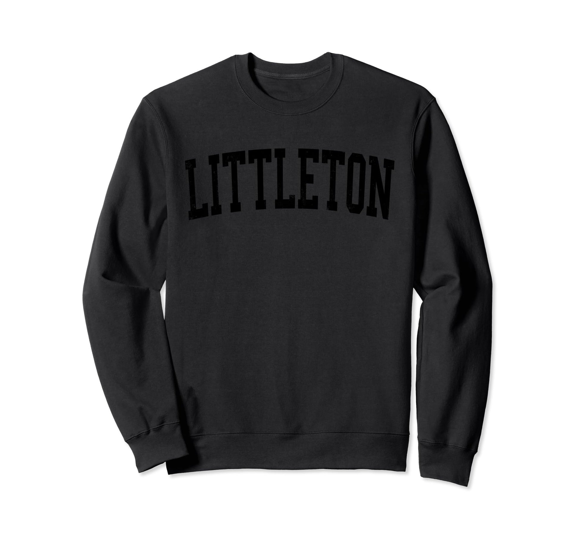 Littleton Co Distressed Black Varsity Sweatshirt - Streetwear Style Unisex - T-Shirt, Sweatshirt, Hoodie