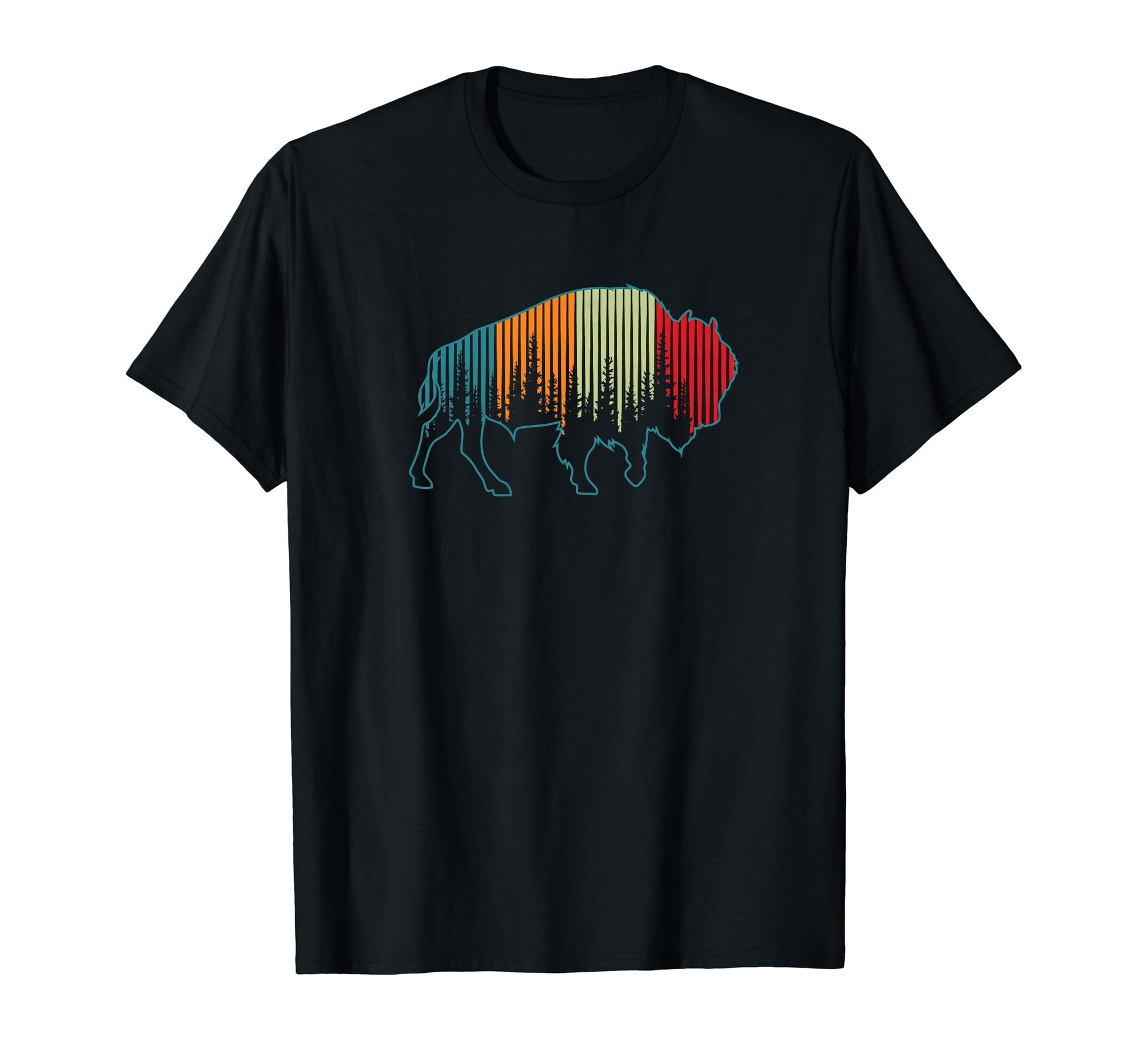 Bison American Buffalo Pine Tree T-Shirt - Fun Novelty Design Men Women - T-Shirt, Sweatshirt, Hoodie
