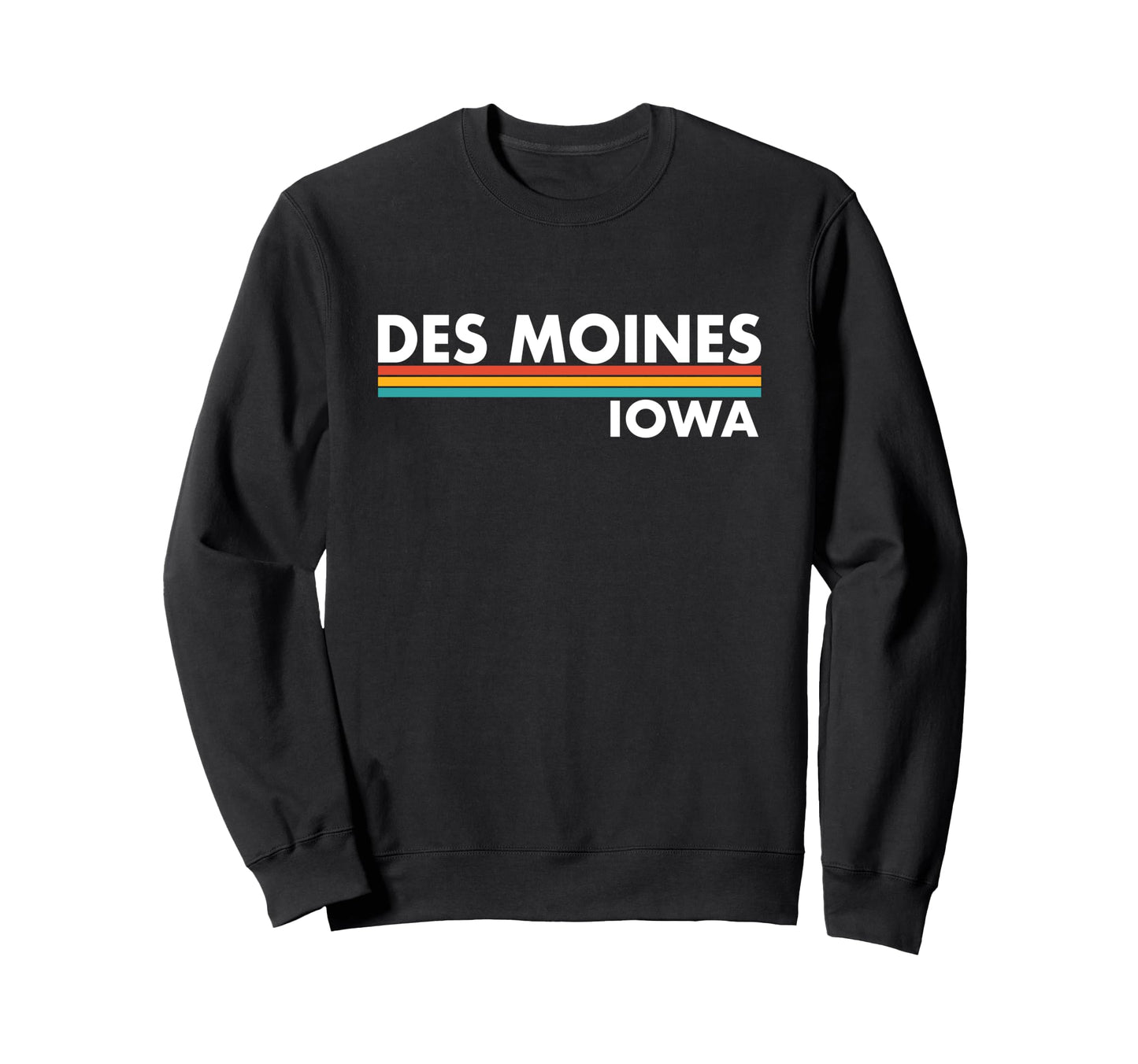 Des Moines Iowa Stripes Sweatshirt - Unique Graphic for Adults - T-Shirt, Sweatshirt, Hoodie