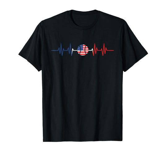 American Flag Baseball Heartbeat T-Shirt - Fun Novelty Design for Adults - T-Shirt, Sweatshirt, Hoodie