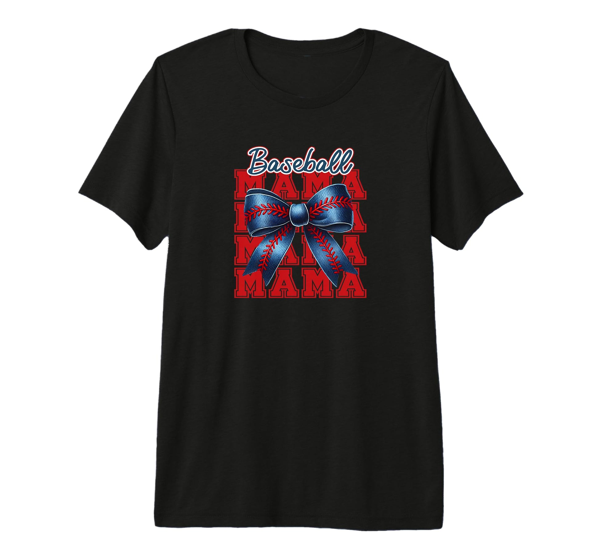 Baseball Mama Bow Tri Blend T-Shirt - Minimalist Print Unisex - T-Shirt, Sweatshirt, Hoodie