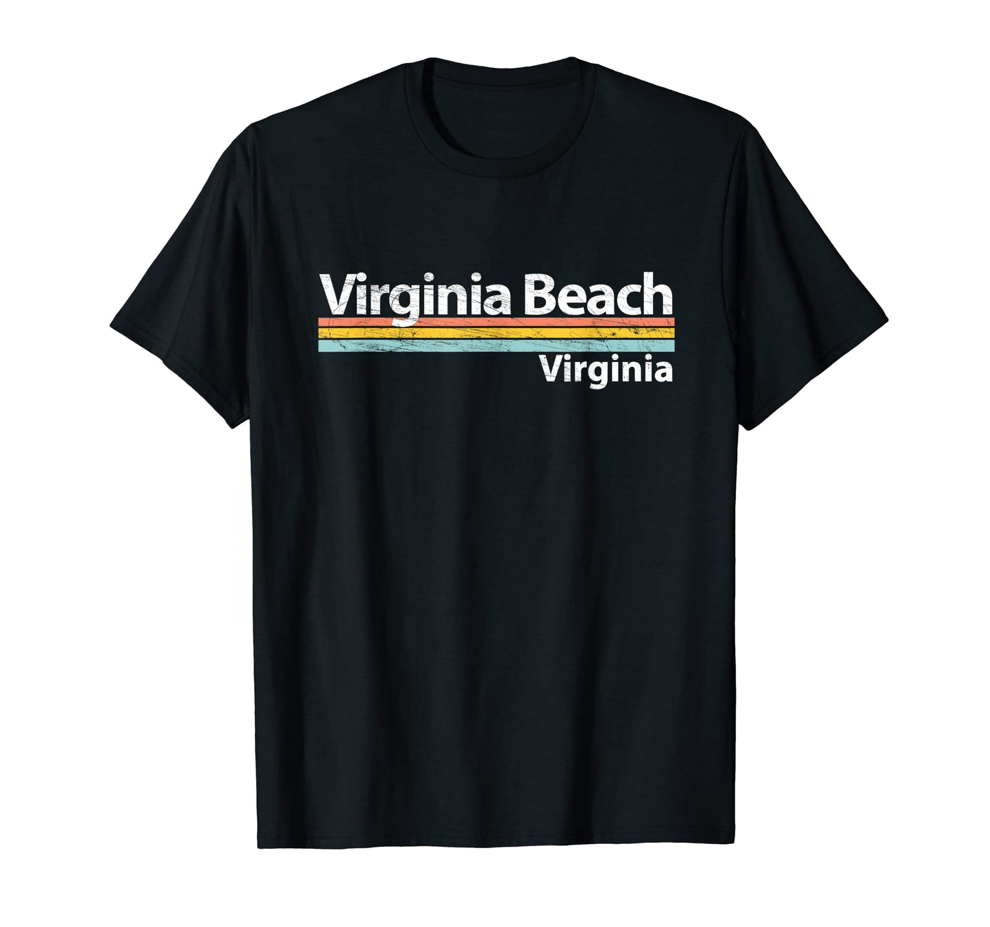 Virginia Beach Va Worn Stripes T-Shirt - Minimalist Print for Adults - T-Shirt, Sweatshirt, Hoodie