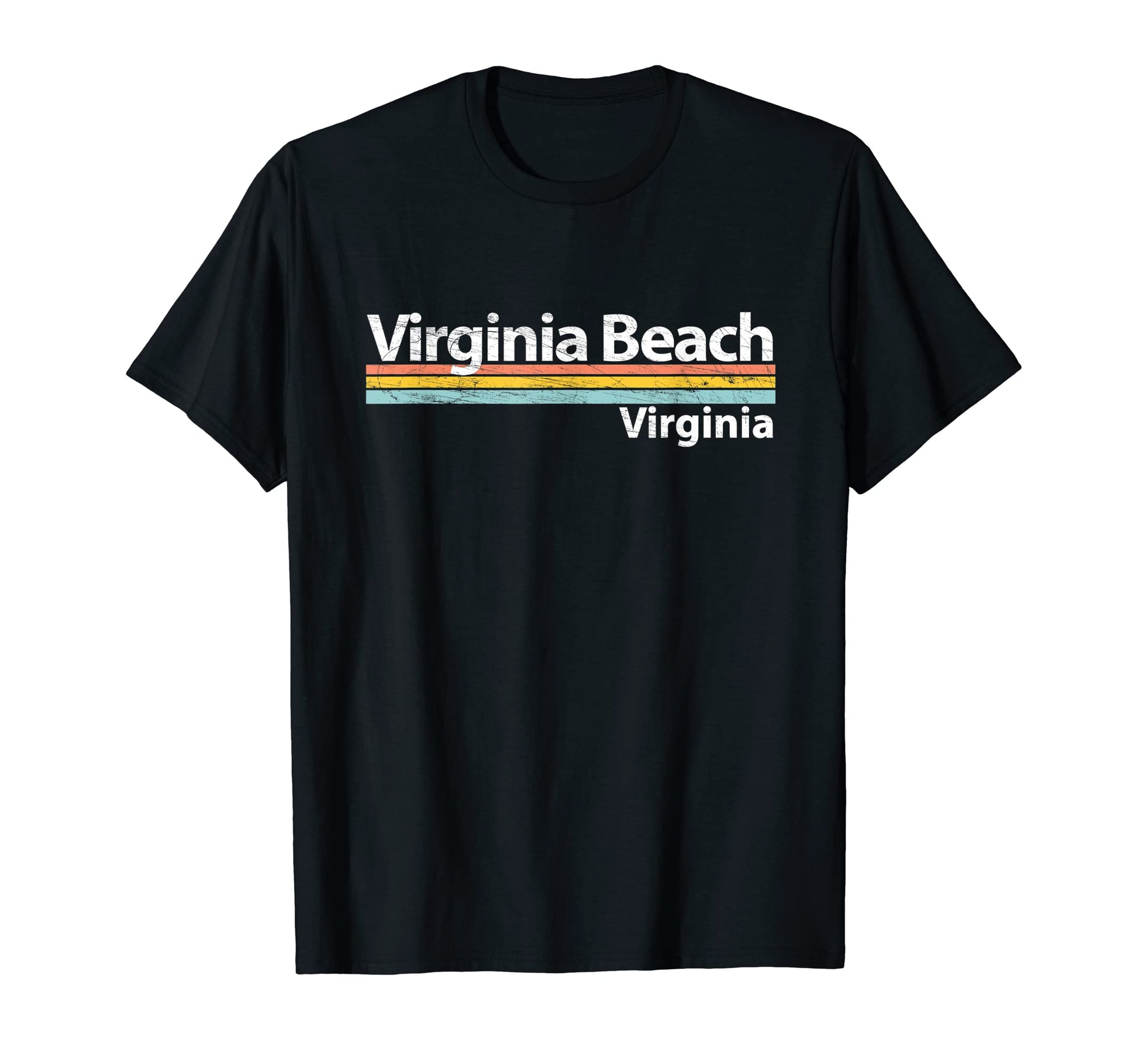 Virginia Beach Va Worn Stripes T-Shirt - Minimalist Print for Adults - T-Shirt, Sweatshirt, Hoodie