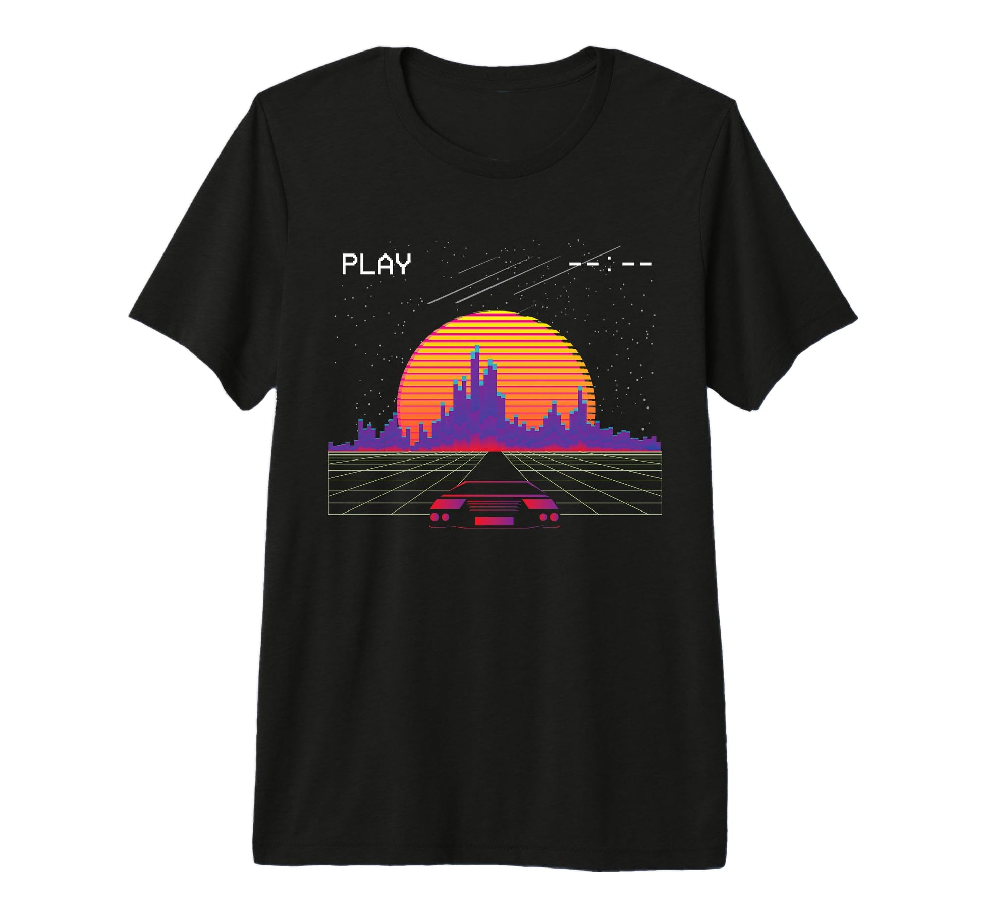 Cyberpunk Outrun Synthwave Sunset Fast T-Shirt - Trendy Graphic for Adults - T-Shirt, Sweatshirt, Hoodie
