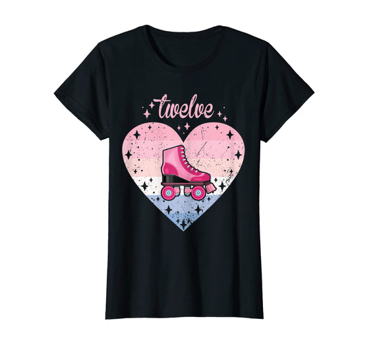12 Year Old Roller Skating Birthday T-Shirt - Trendy Graphic for Adults - T-Shirt, Sweatshirt, Hoodie
