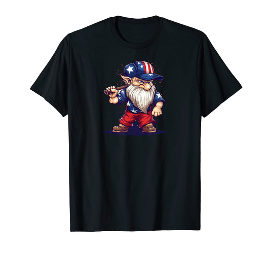 American Gnome 4Th July Baseball T-Shirt - Aesthetic Graphic Unisex - T-Shirt, Sweatshirt, Hoodie